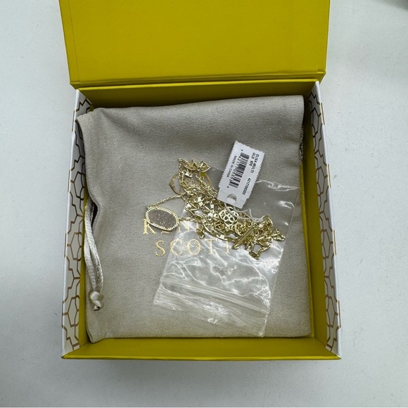 Kendra Scott Elisa Gold Multi Strand Necklace in white Drusy.  Retail $90 - Picture 3 of 5